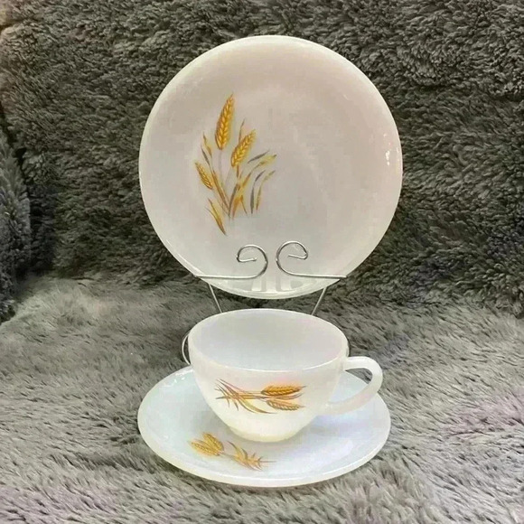 Fire King Golden Wheat Cup and Saucer and Lunch Plate - Picture 1 of 16